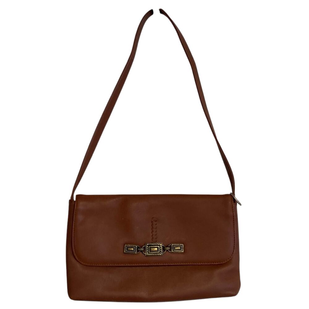 Y2K Reflexions by Montana Silversmiths Brown Leather Flap Shoulder Handbag Purse